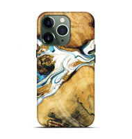 iPhone 13 Pro Wood Live Edge Phone Case - Darrell (Teal & Gold, 724263)