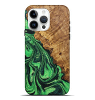 iPhone 15 Pro Max Wood Live Edge Phone Case - Edna (Green, 724266)