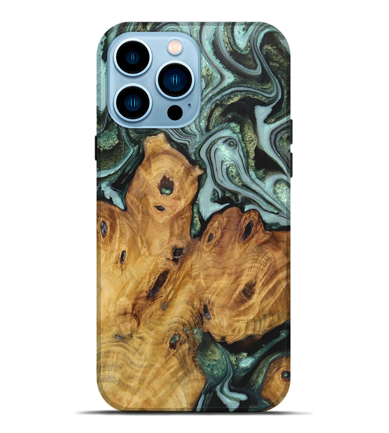 iPhone 14 Pro Max Wood Live Edge Phone Case - Russell (Green, 724267)