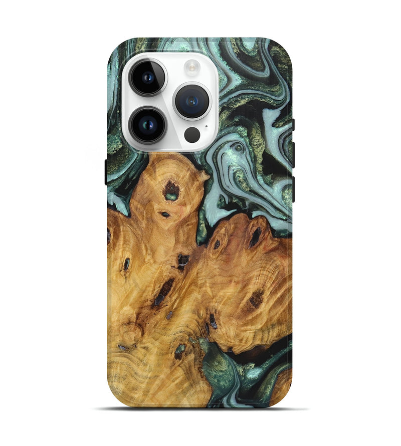 iPhone 15 Pro Wood Live Edge Phone Case - Russell (Green, 724267)