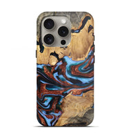 iPhone 16 Pro Wood Live Edge Phone Case - Zachary (Teal & Gold, 724270)