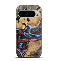 Pixel 9 Wood Live Edge Phone Case - Zachary (Teal & Gold, 724270)