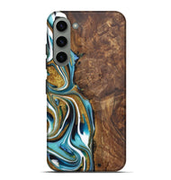 Galaxy S23 Plus Wood Live Edge Phone Case - Martha (Teal & Gold, 724273)