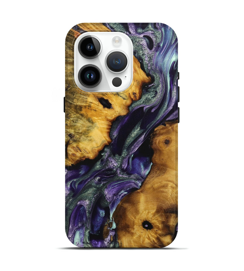 iPhone 15 Pro Wood Live Edge Phone Case - Effie (Purple, 724291)