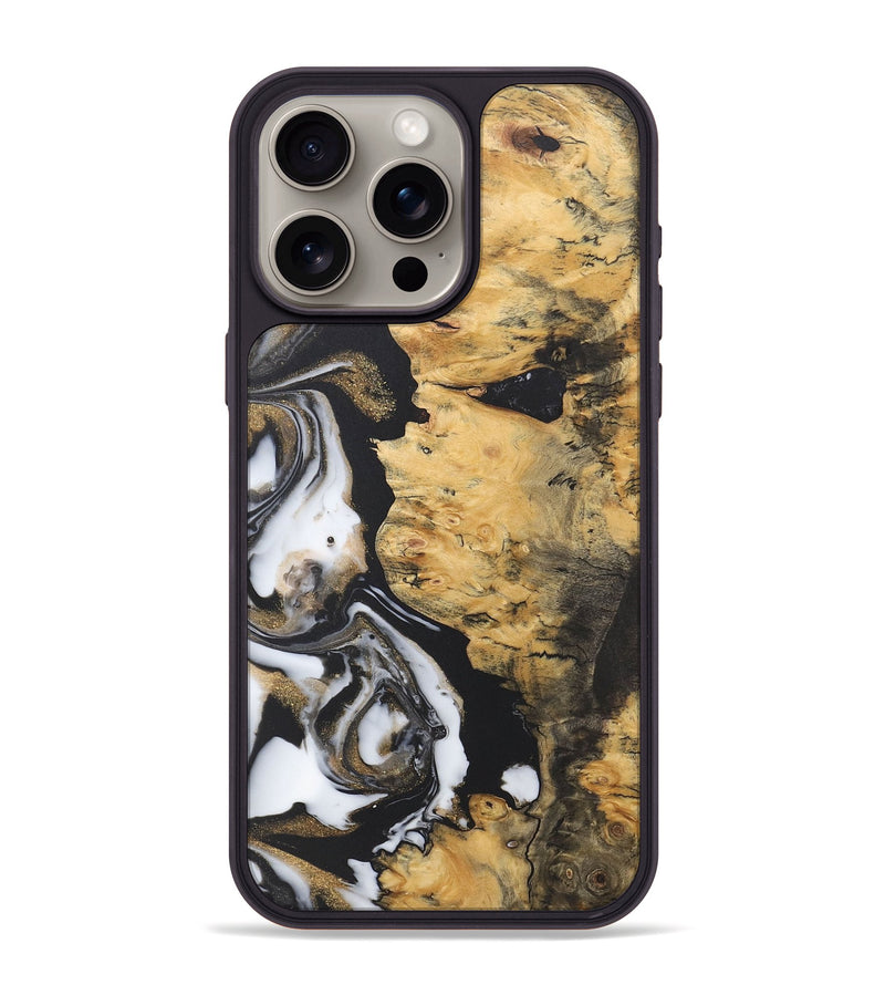 iPhone 15 Pro Max Wood Phone Case - Hanna (Black & White, 724304)