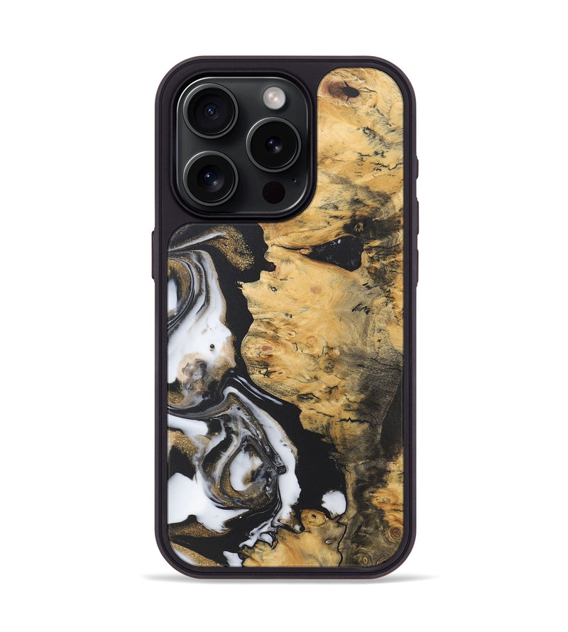 iPhone 15 Pro Wood Phone Case - Hanna (Black & White, 724304)