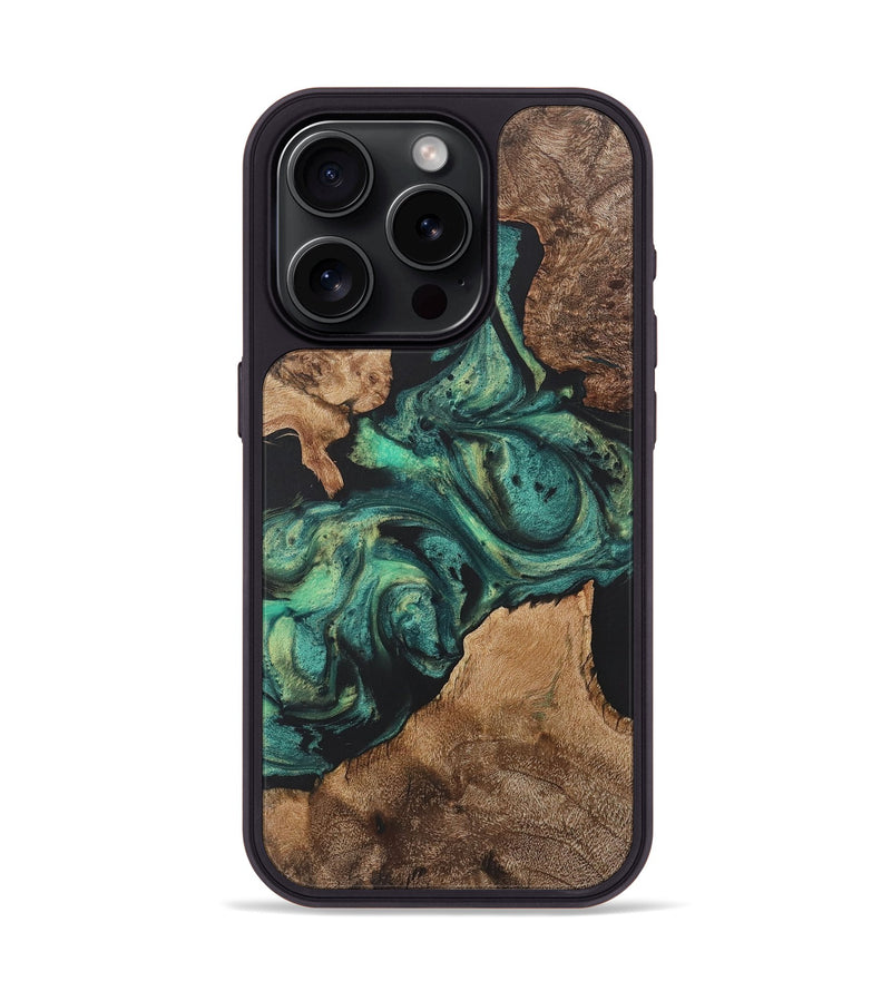 iPhone 15 Pro Wood Phone Case - Fatima (Green, 724314)