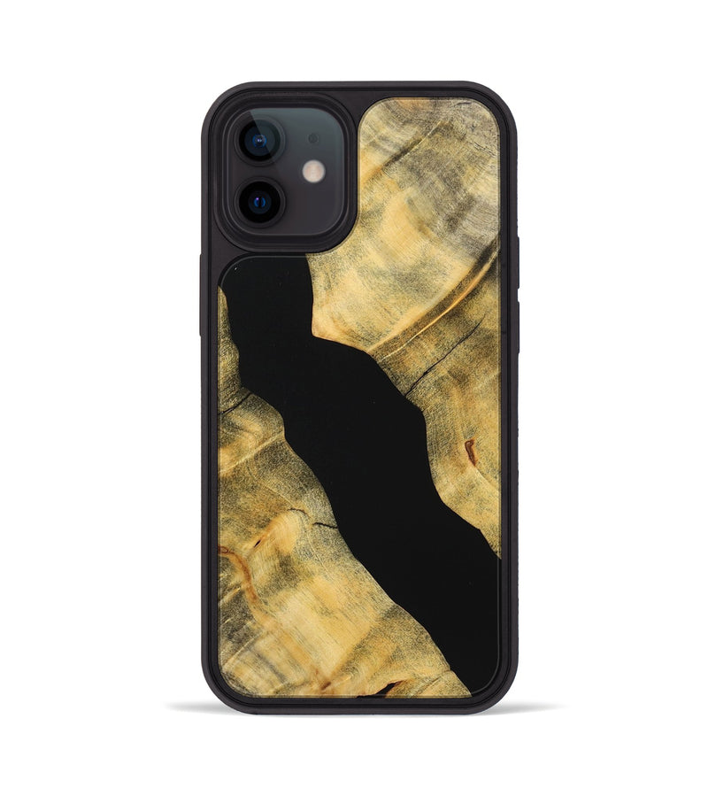 iPhone 12 Wood Phone Case - Jasmine (Pure Black, 724410)