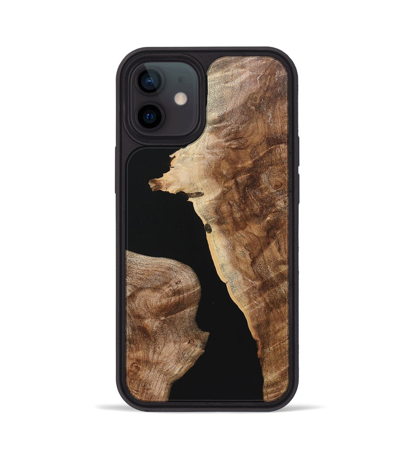 iPhone 12 Wood Phone Case - Sasha (Pure Black, 724412)