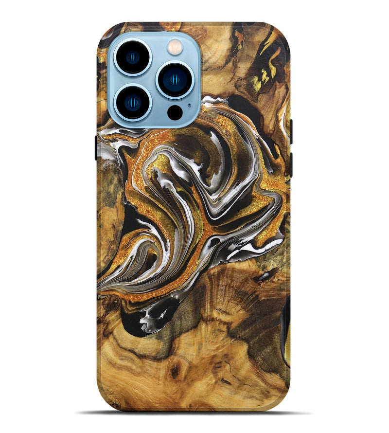 iPhone 14 Pro Max Wood Live Edge Phone Case - Dixie (Black & White, 724673)