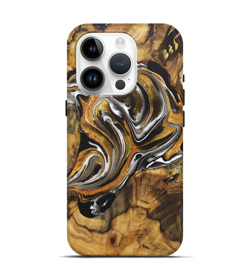 iPhone 15 Pro Wood Live Edge Phone Case - Dixie (Black & White, 724673)