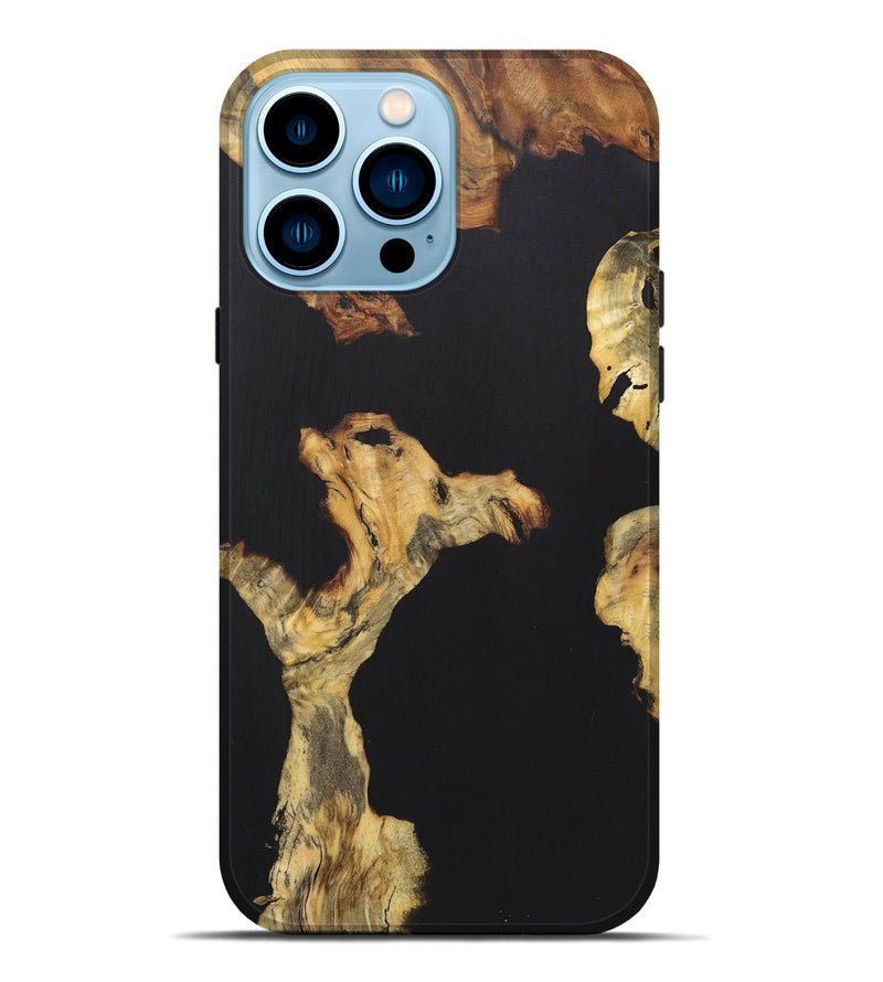 iPhone 14 Pro Max Wood Live Edge Phone Case - Nelson (Pure Black, 724674)