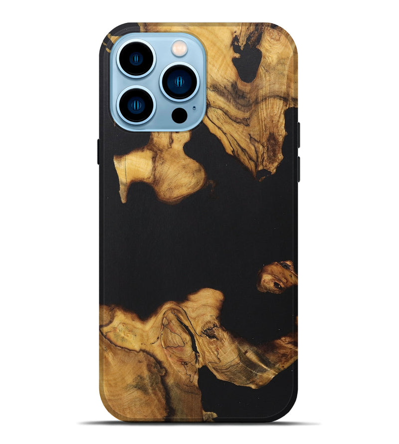 iPhone 14 Pro Max Wood Live Edge Phone Case - Halle (Pure Black, 724677)