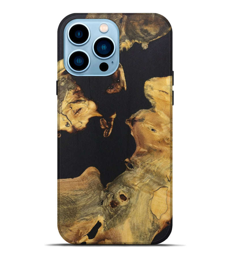 iPhone 14 Pro Max Wood Live Edge Phone Case - Myles (Pure Black, 724678)