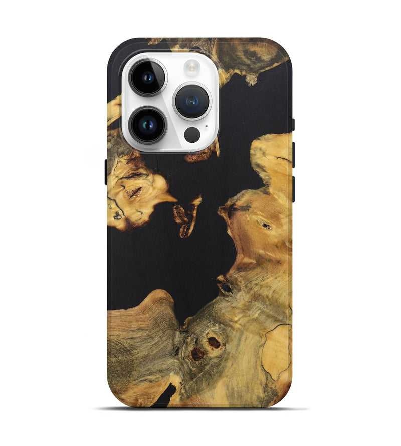 iPhone 15 Pro Wood Live Edge Phone Case - Myles (Pure Black, 724678)