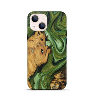 iPhone 13 mini Wood Live Edge Phone Case - Audrina (Green, 724679)