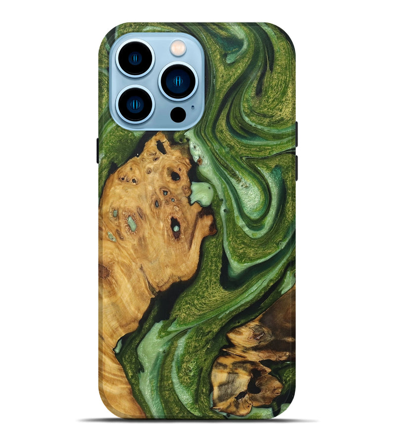 iPhone 14 Pro Max Wood Live Edge Phone Case - Audrina (Green, 724679)