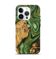 iPhone 15 Pro Wood Live Edge Phone Case - Audrina (Green, 724679)