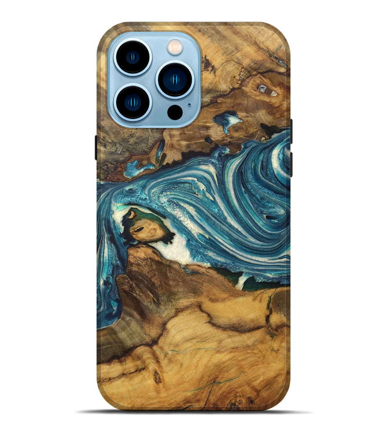 iPhone 14 Pro Max Wood Live Edge Phone Case - Skyler (Blue, 724681)