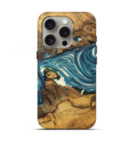 iPhone 16 Pro Wood Live Edge Phone Case - Skyler (Blue, 724681)