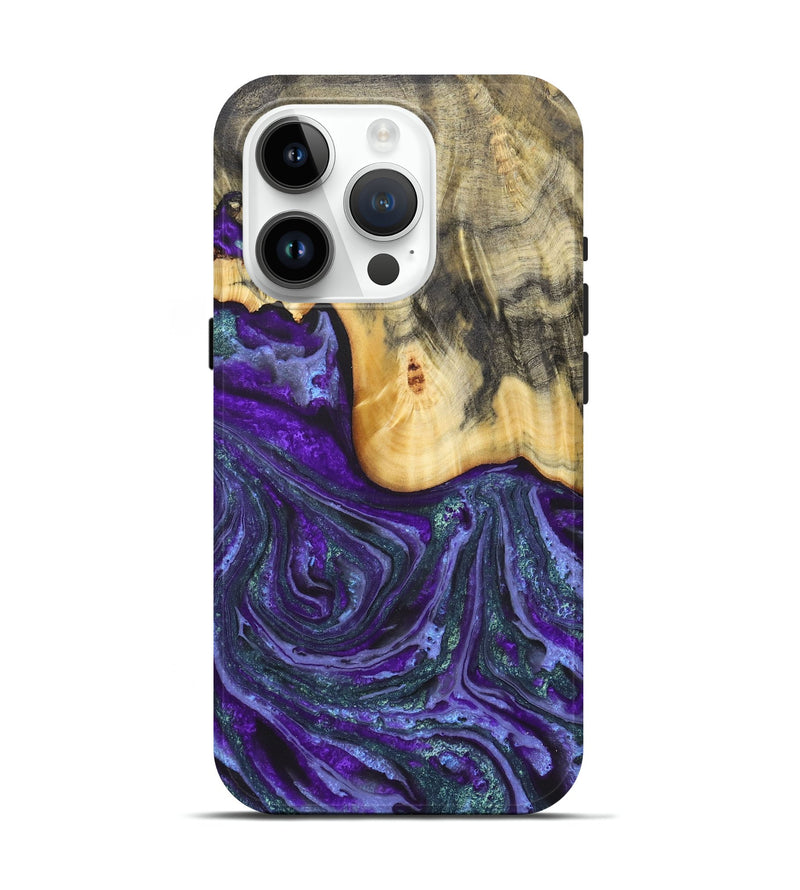 iPhone 15 Pro Wood Live Edge Phone Case - Aliyah (Purple, 724682)