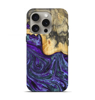 iPhone 16 Pro Wood Live Edge Phone Case - Aliyah (Purple, 724682)