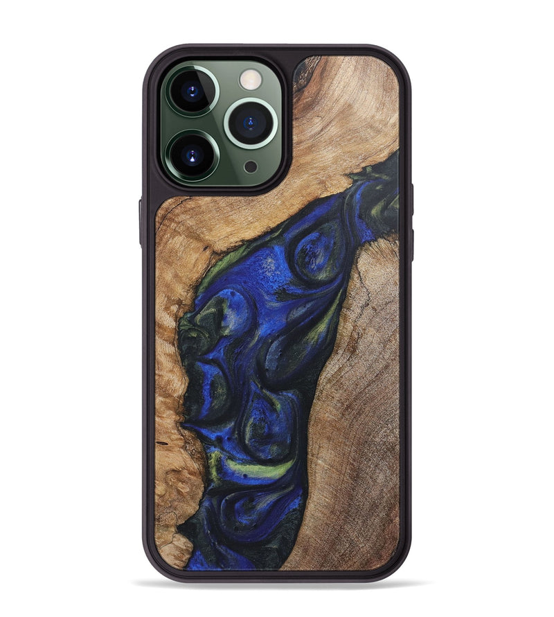 iPhone 13 Pro Max Wood Phone Case - Daisy (Blue, 724728)