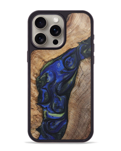 iPhone 15 Pro Max Wood Phone Case - Daisy (Blue, 724728)