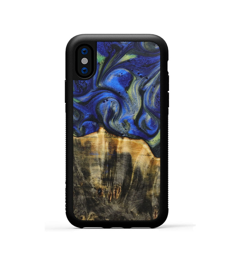 iPhone Xs Wood Phone Case - Lyle (Blue, 724744)