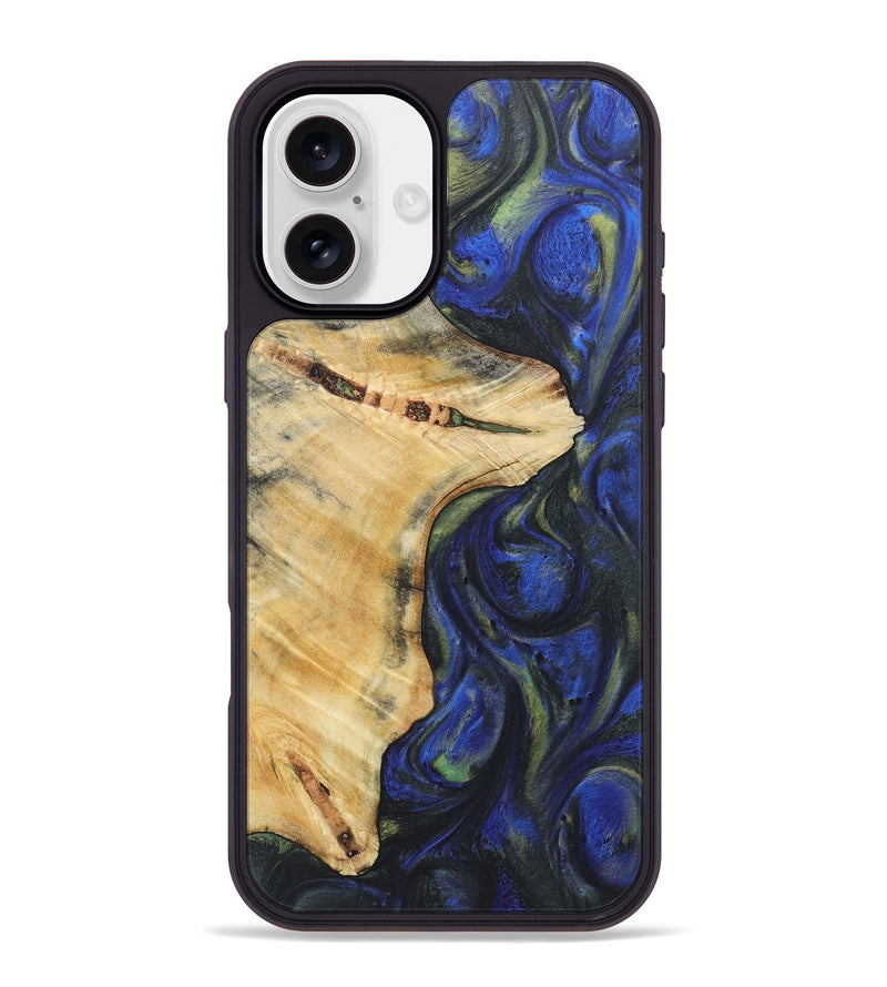 iPhone 16 Plus Wood Phone Case - Cayden (Blue, 724750)