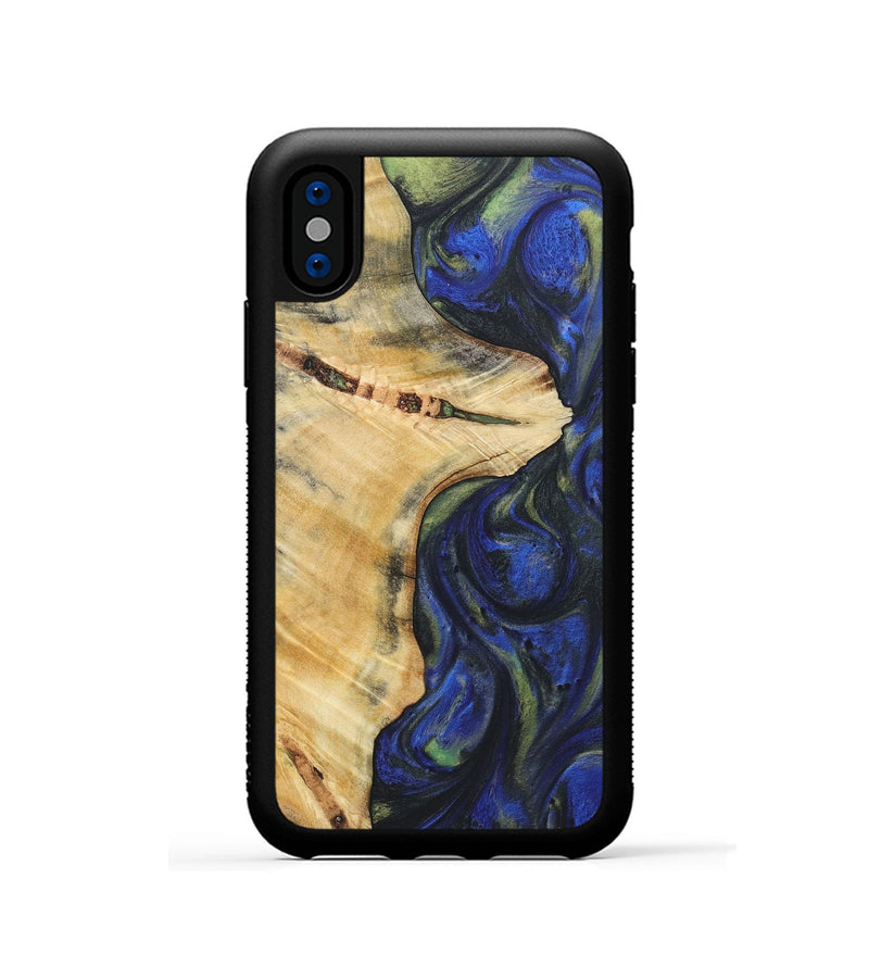 iPhone Xs Wood Phone Case - Cayden (Blue, 724750)