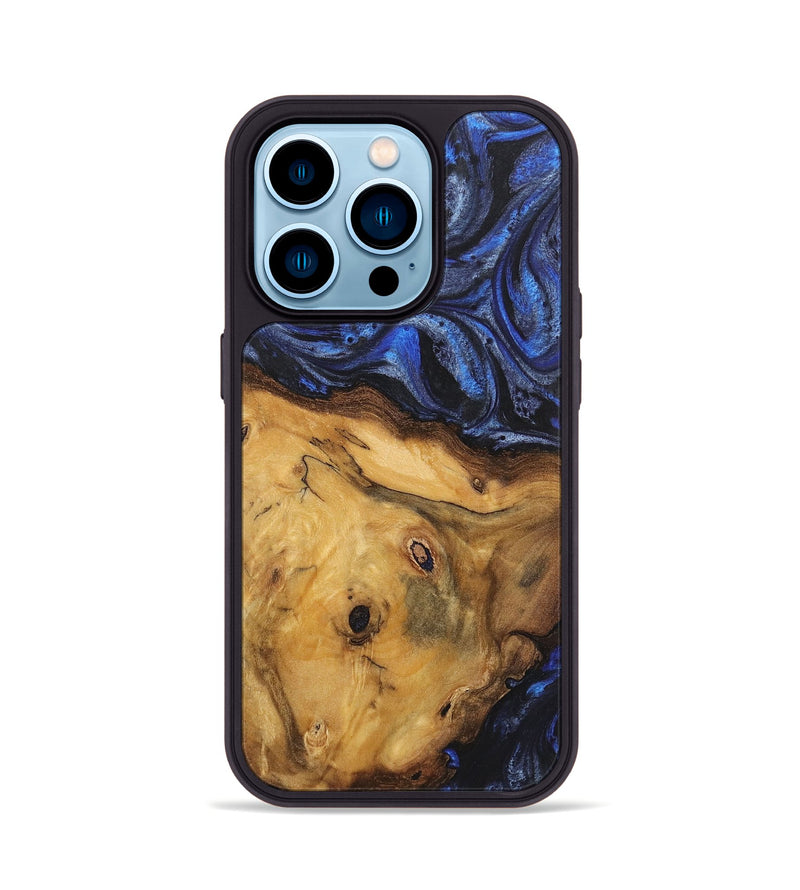 iPhone 14 Pro Wood Phone Case - Cassandra (Blue, 724766)