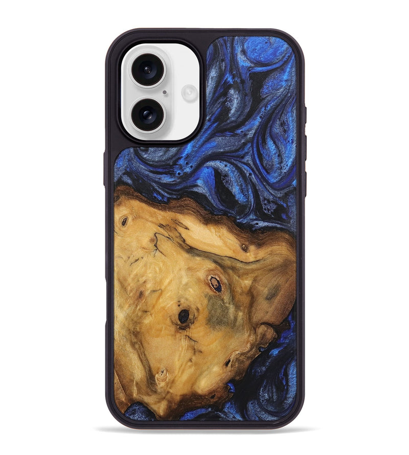 iPhone 16 Plus Wood Phone Case - Cassandra (Blue, 724766)