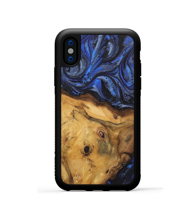 iPhone Xs Wood Phone Case - Cassandra (Blue, 724766)