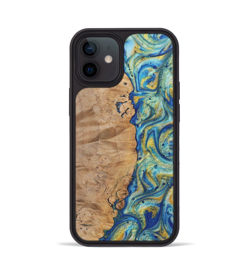 iPhone 12 Wood Phone Case - Jesse (Teal & Gold, 724776)