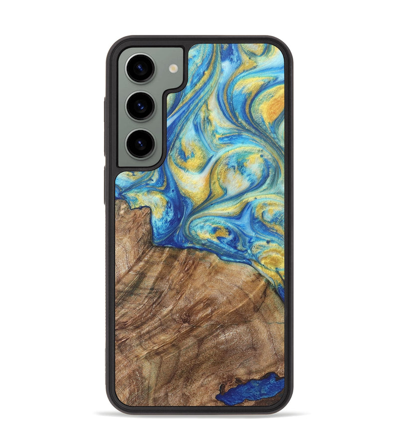 Galaxy S23 Plus Wood Phone Case - Francine (Teal & Gold, 724777)