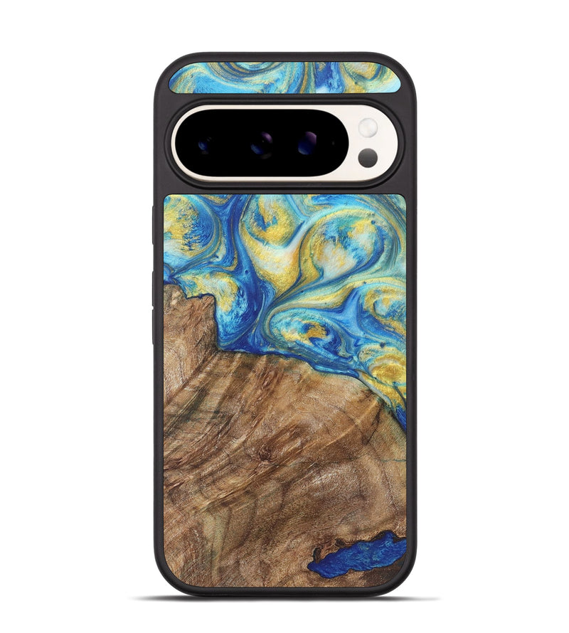 Pixel 9 Wood Phone Case - Francine (Teal & Gold, 724777)