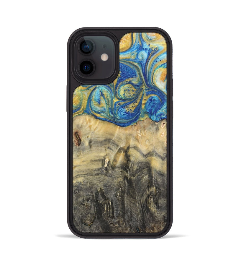 iPhone 12 Wood Phone Case - Evangeline (Teal & Gold, 724779)