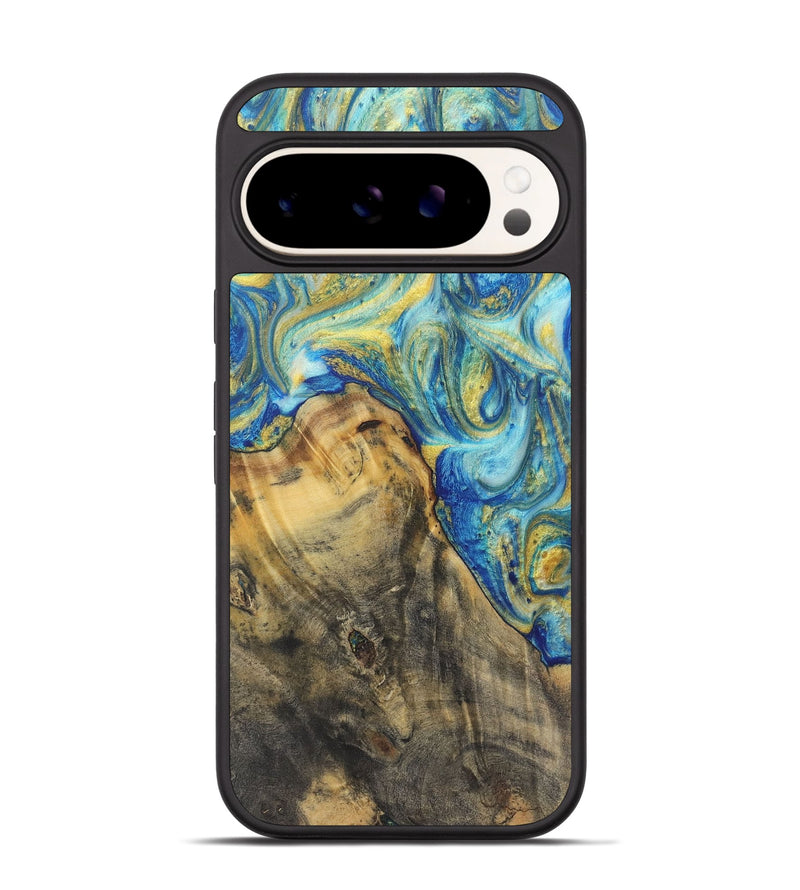 Pixel 9 Wood Phone Case - Elise (Teal & Gold, 724780)