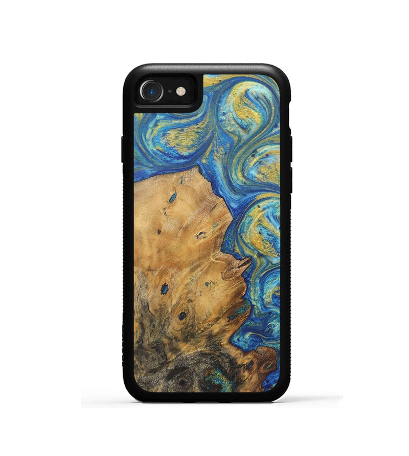 iPhone SE Wood Phone Case - Alayna (Teal & Gold, 724781)