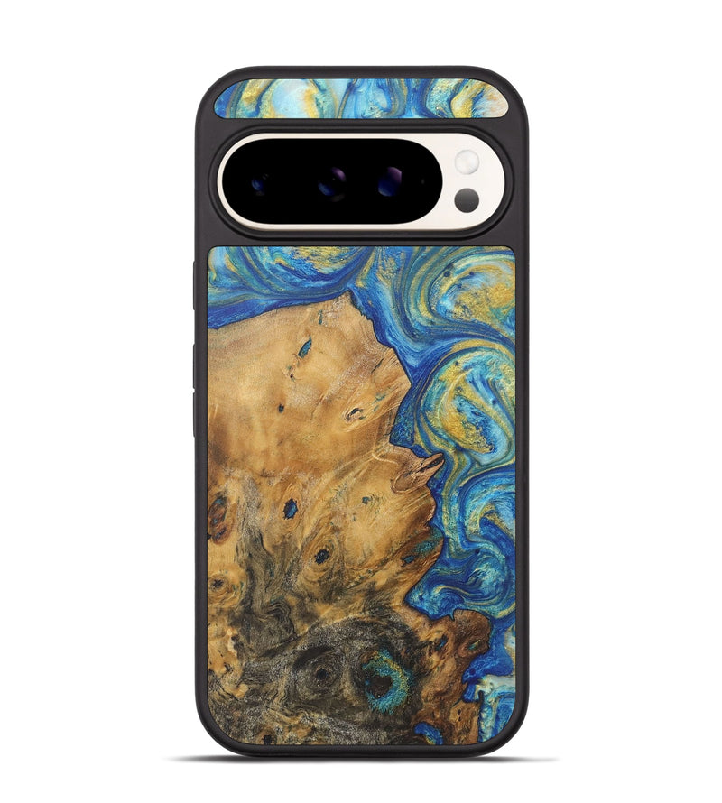 Pixel 9 Wood Phone Case - Alayna (Teal & Gold, 724781)