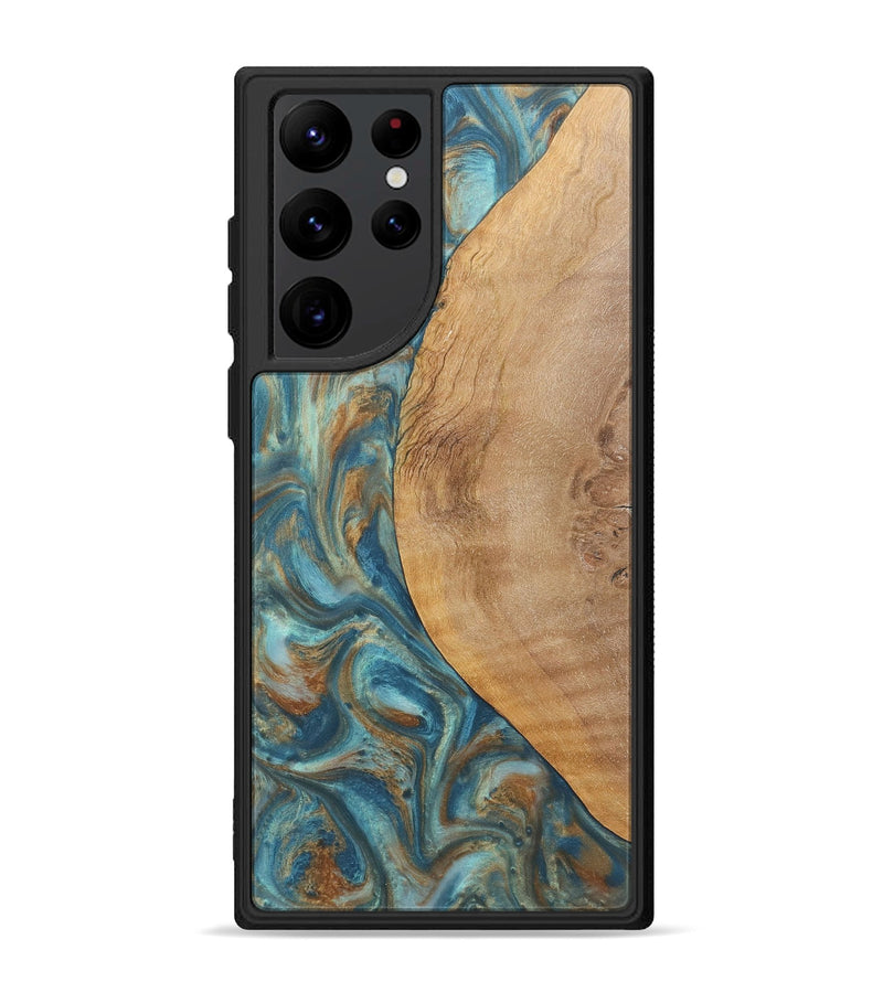 Galaxy S22 Ultra Wood Phone Case - Laurie (Teal & Gold, 724782)