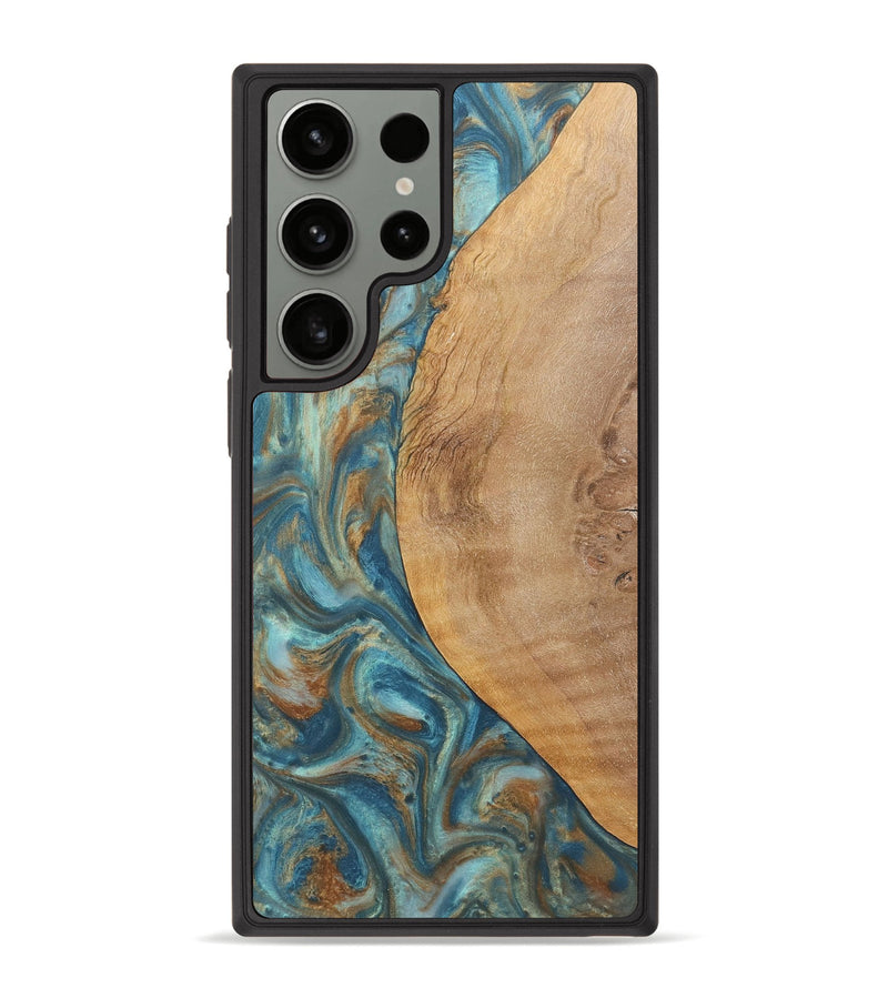 Galaxy S23 Ultra Wood Phone Case - Laurie (Teal & Gold, 724782)