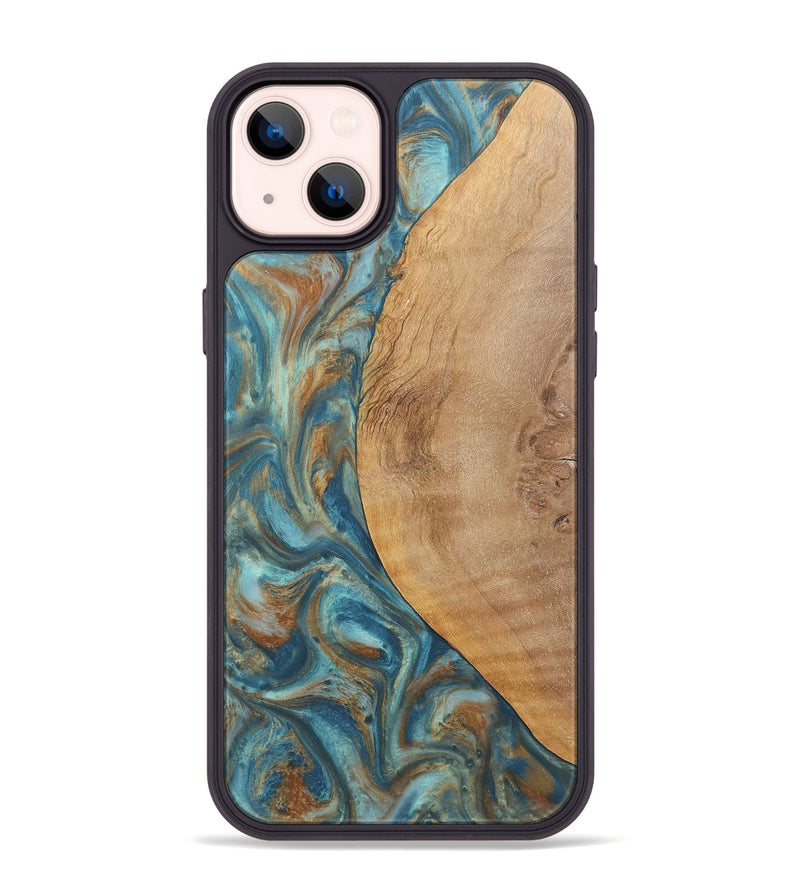 iPhone 14 Plus Wood Phone Case - Laurie (Teal & Gold, 724782)