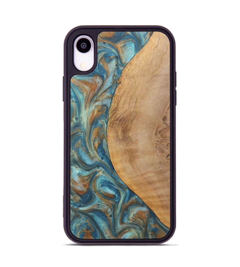 iPhone Xr Wood Phone Case - Laurie (Teal & Gold, 724782)