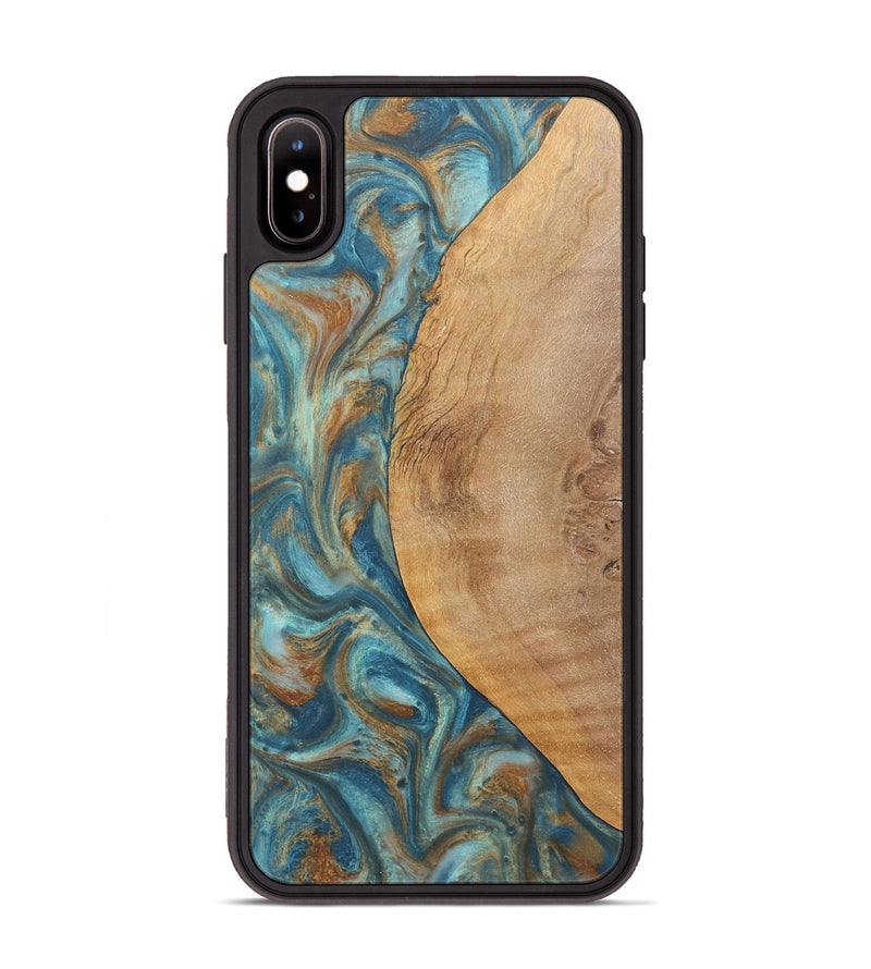 iPhone Xs Max Wood Phone Case - Laurie (Teal & Gold, 724782)