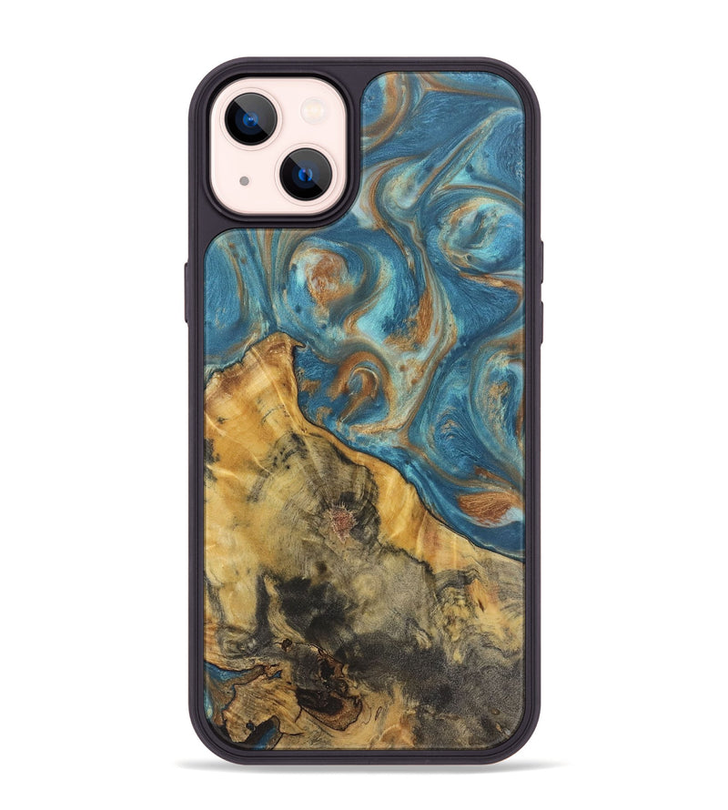 iPhone 14 Plus Wood Phone Case - Candace (Teal & Gold, 724783)