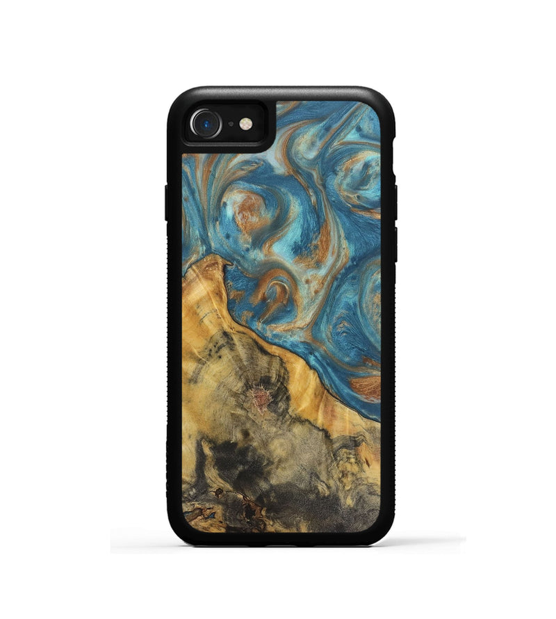 iPhone SE Wood Phone Case - Candace (Teal & Gold, 724783)