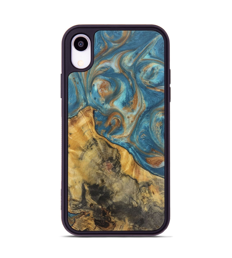 iPhone Xr Wood Phone Case - Candace (Teal & Gold, 724783)