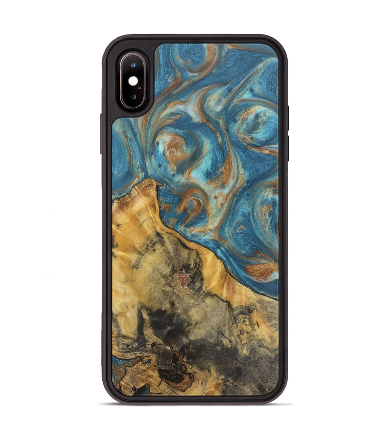 iPhone Xs Max Wood Phone Case - Candace (Teal & Gold, 724783)